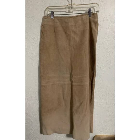 Boston proper tan suede long modesty skirt 6 fall boot - Picture 1 of 8